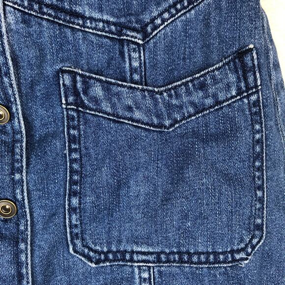 Free People Come A Little Closer Blue Denim Jean Button Up Mini Skirt Size 2 - Picture 3 of 7